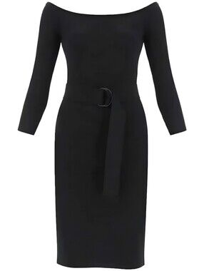 Norma Kamali Off Shoulder Dress to Knee in Black XXS NWT